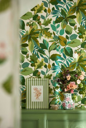 Sanderson Robin's Wood Botanical Green Wallpaper
