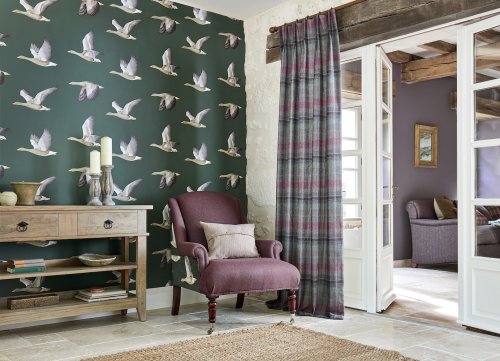 Sanderson Elysian Geese Amsterdam Green Wallpaper