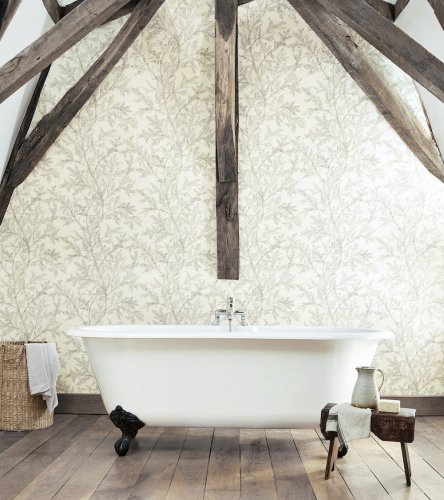 Sanderson Elysian Farthing Wood Silver Wallpaper