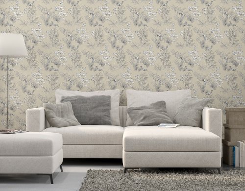 ohpopsie Toucan Toile Linen Wallpaper WLD53112W