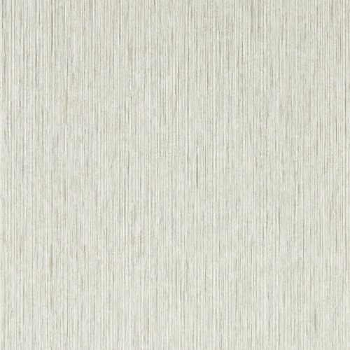 Clarke & Clarke Asper Pebble Wallpaper flat image with subtle neutral vertical stripes and metallic accents.