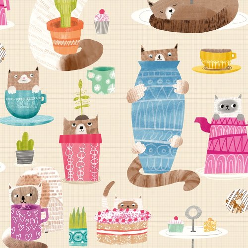 ohpopsi Kitten Kaboodle Marshmallow Wallpaper WGU50111W