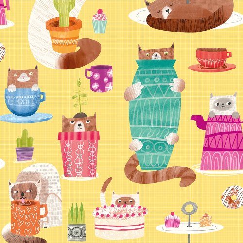 ohpopsi Kitten Kaboodle Dandelion Wallpaper WGU50113W