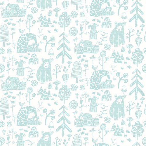 ohpopsi Honeywood Bears Bluejay Wallpaper WGU50146W