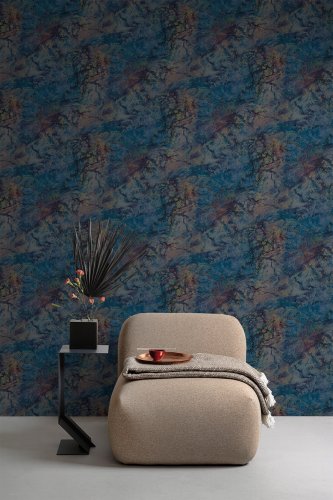 Grandeco Grand Onyx Plain Navy Wallpaper WL1303