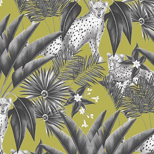 ohpopsi Jungle Cheetah Sable/Lime Wallpaper WLD53105W