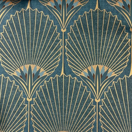 Grandeco Nile Palm Teal & Gold Wallpaper