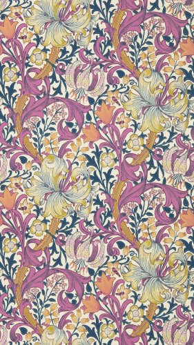 Morris & Co Golden Lily Pink Fizz Wallpaper Long