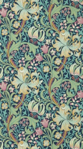 Morris & Co Golden Lily Galactic Ink Wallpaper Long