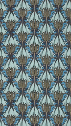 Morris & Co Tulip & Bird Opal & Seafoam Wallpaper Long