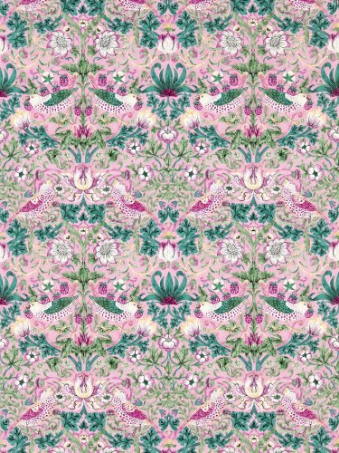 Morris & Co Strawberry Thief Miami Strip Wallpaper Long