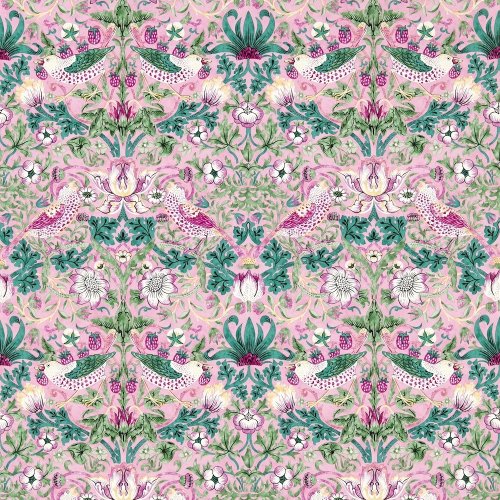 Morris & Co Strawberry Thief Miami Strip Wallpaper