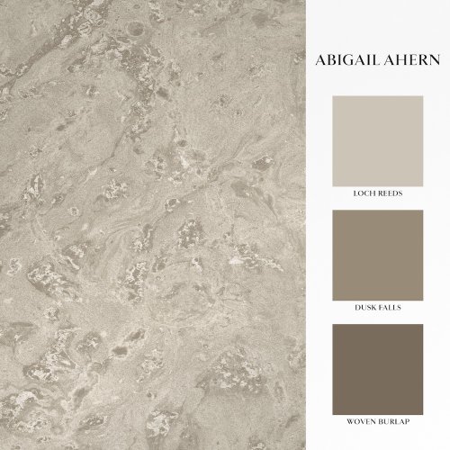 Matching paints paired with Abigail Ahern Boheme Marble Almond wallpaper