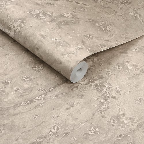 Roll shot of Abigail Ahern Boheme Marble Almond wallpaper showing soft marble texture and shimmer
