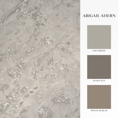 Matching paints paired with Abigail Ahern Boheme Marble Dove wallpaper