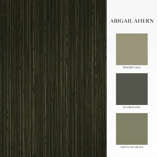 Matching paints paired with Abigail Ahern Fibre Stripe Forest wallpaper