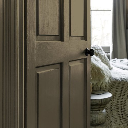 Painted door in Abigail Ahern Golden Sky with warm, eclectic styling