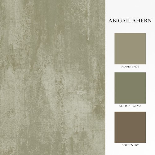 Matching paints paired with Abigail Ahern Oxidized Opulence Misted Sage wallpaper
