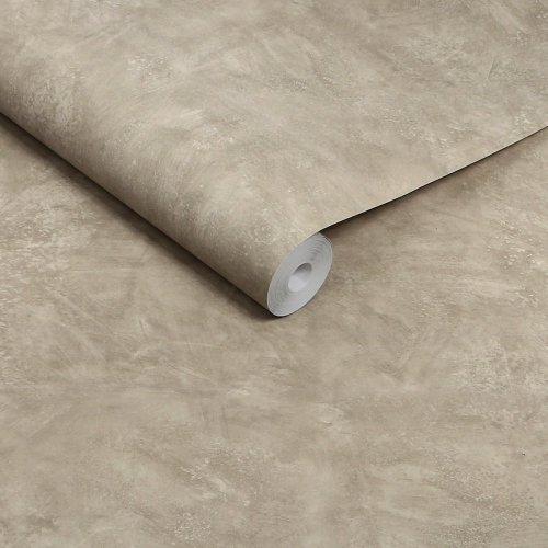 Roll shot of Abigail Ahern Urbanite Tadelakt Buff wallpaper showing plaster-effect texture