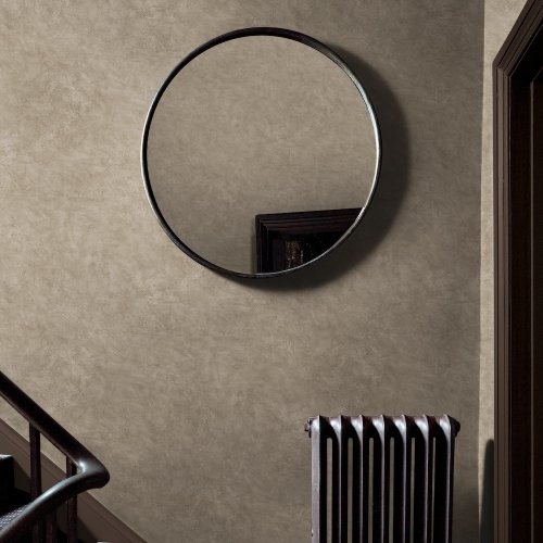 Room styled with Abigail Ahern Urbanite Tadelakt Buff wallpaper in a soft, minimalist interior