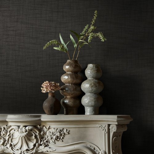 Flat image of Abigail Ahern Weathered Linen Tattoo wallpaper in soft black