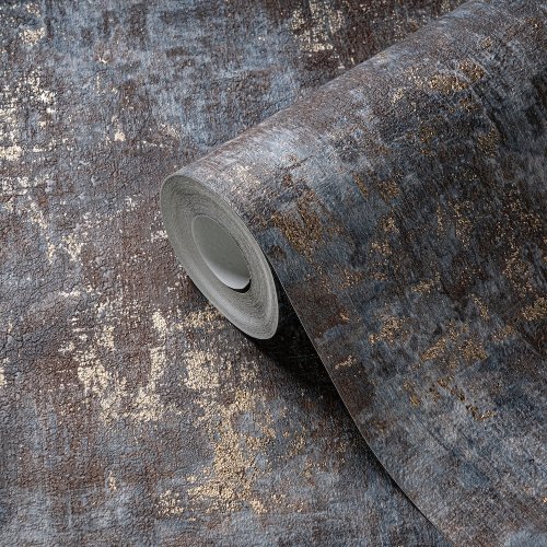 AS Creation Stories of Life Industrial Glamour Blue & Gold Wallpaper