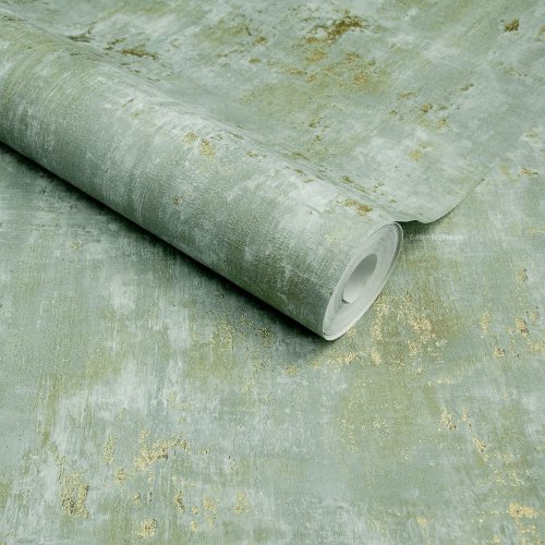 AS Creation Stories of Life Industrial Glamour Green & Gold Wallpaper