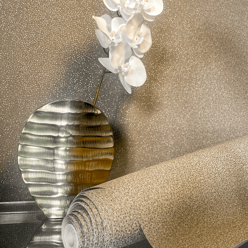 shimmering gold sequin-textured wallpaper