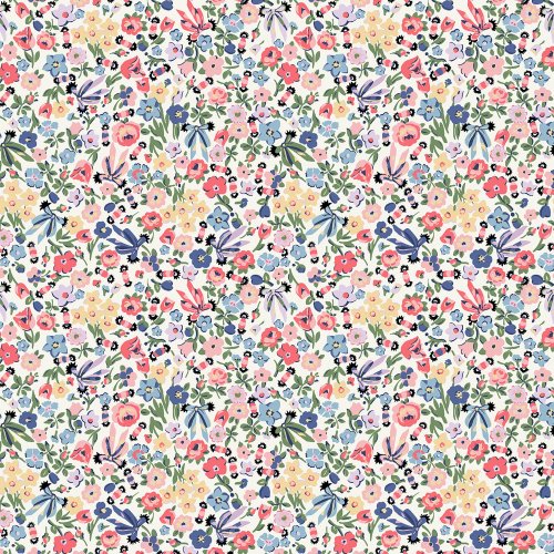 Harmony Ditsy Day wallpaper featuring vibrant floral pattern on off-white backdrop