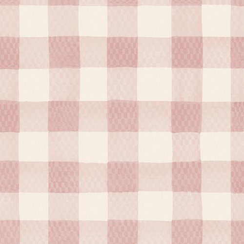 Painted Gingham Pink wallpaper with large-scale baby pink and white gingham design