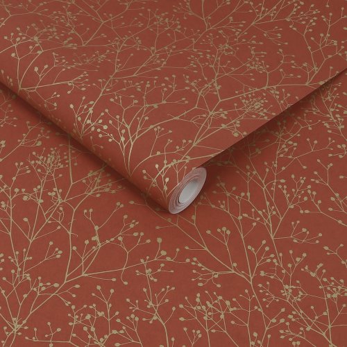 Clarissa Hulse Gypsophila Paprika & Gold Wallpaper Roll