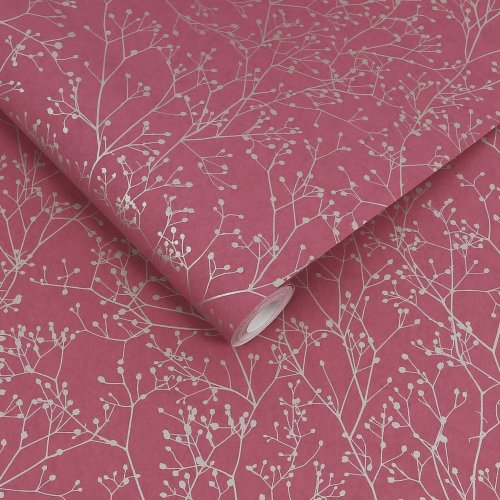 Clarissa Hulse Gypsophila Raspberry & Silver Wallpaper Roll