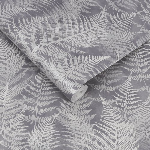 Clarissa Hulse Woodland Fern Pewter Wallpaper Roll