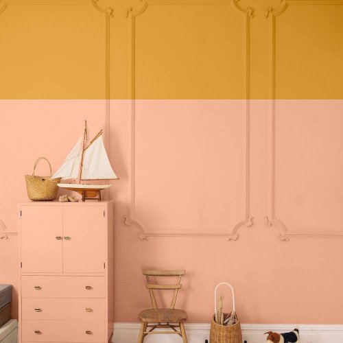 Room painted in Craig & Rose French Ochre with warm, rustic styling