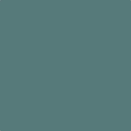 Flat image of Craig & Rose French Turquoise paint in a vibrant turquoise finish