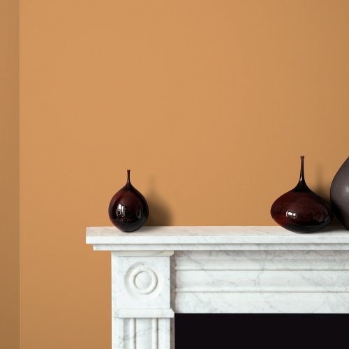 Room painted in Craig & Rose Papyrus with earthy, sunlit styling