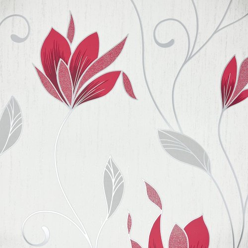 Crown Synergy Floral Trail Red Wallpaper M1718