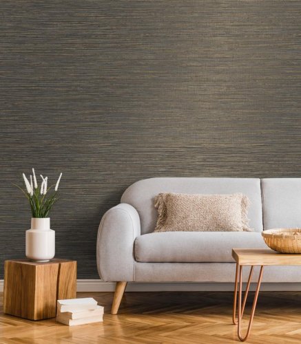 Decorline Alton Charcoal & Gold Wallpaper Room