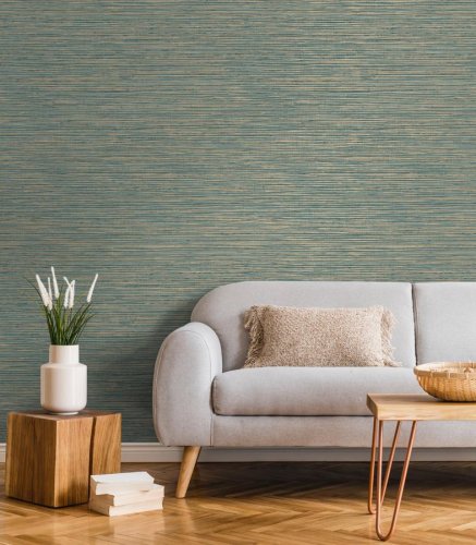 Decorline Alton Teal & Gold Wallpaper Room