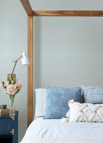 A Street Prints Textures Grasscloth Blue Wallpaper Room 2