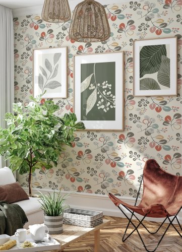 A Street Prints Jonah Red & Pink Wallpaper Room