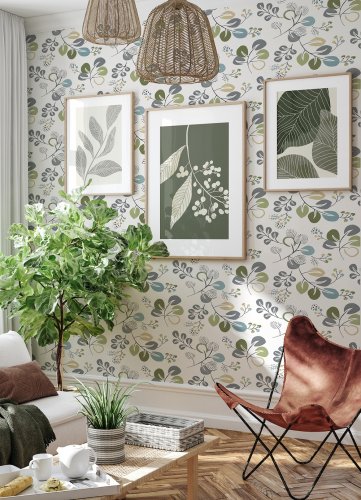 A Street Prints Jonah Green & Blue Wallpaper Room