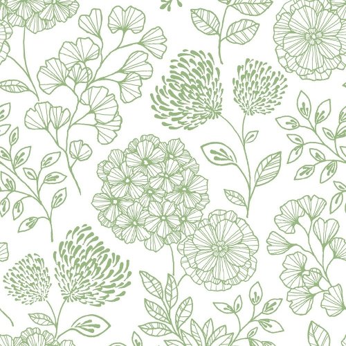 A Street Prints Ada Green & White Wallpaper