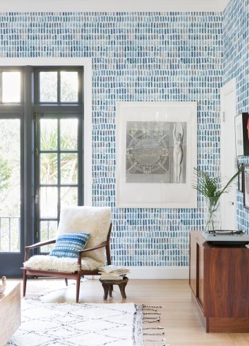 A Street Prints Brynne Indigo Wallpaper Room