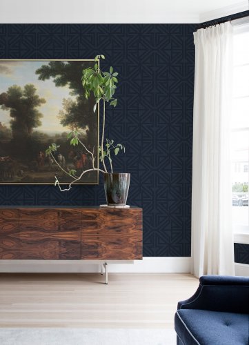 A Street Prints Kachel Indigo Wallpaper Room