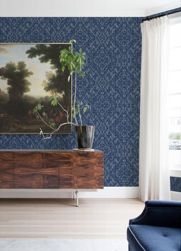 A Street Prints Felix Indigo Wallpaper Room