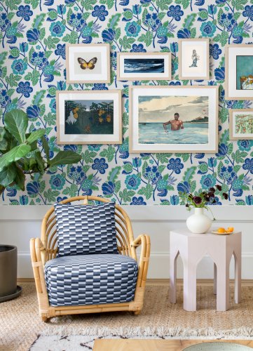 A Street Prints Jacobean Blue & Green Wallpaper Room