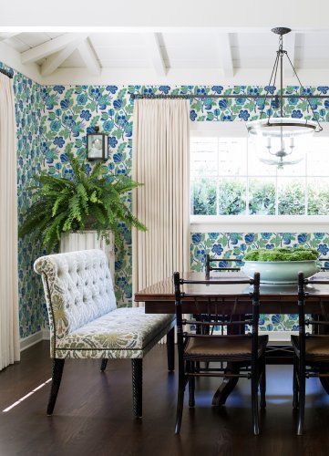 A Street Prints Jacobean Blue & Green Wallpaper Room 2