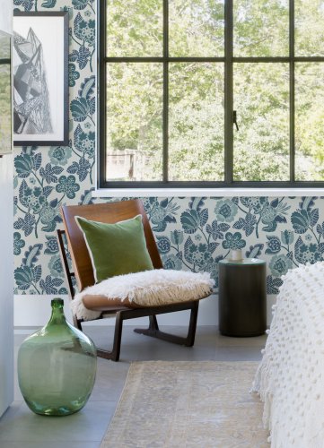 A Street Prints Jacobean Grey & Green Wallpaper Room 2