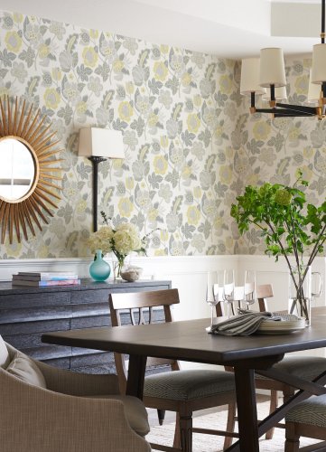 A Street Prints Jacobean Yellow & Grey Wallpaper Room 2